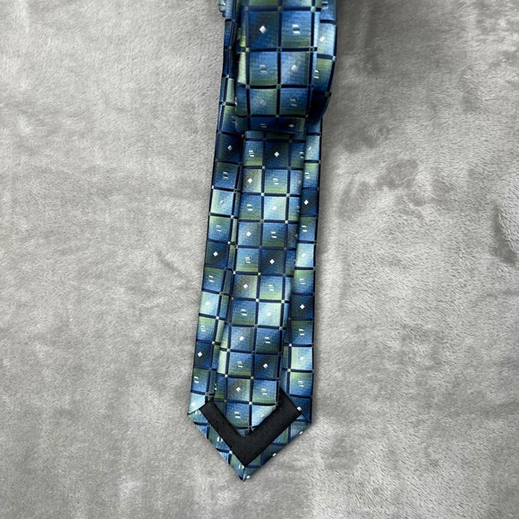 Jones New York Mens Tie and Pocket Square Set Blue Olive Geometric J1291D - Picture 5 of 9